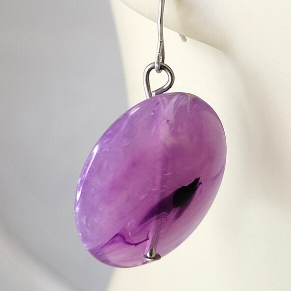 Purple Round Small Earrings - Picture 2 of 9